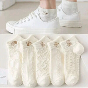 Sheer light weight moisturizer wicking creme teddy bear cute women's girls socks